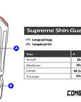 Supreme Leggbeskytter størellsesguide