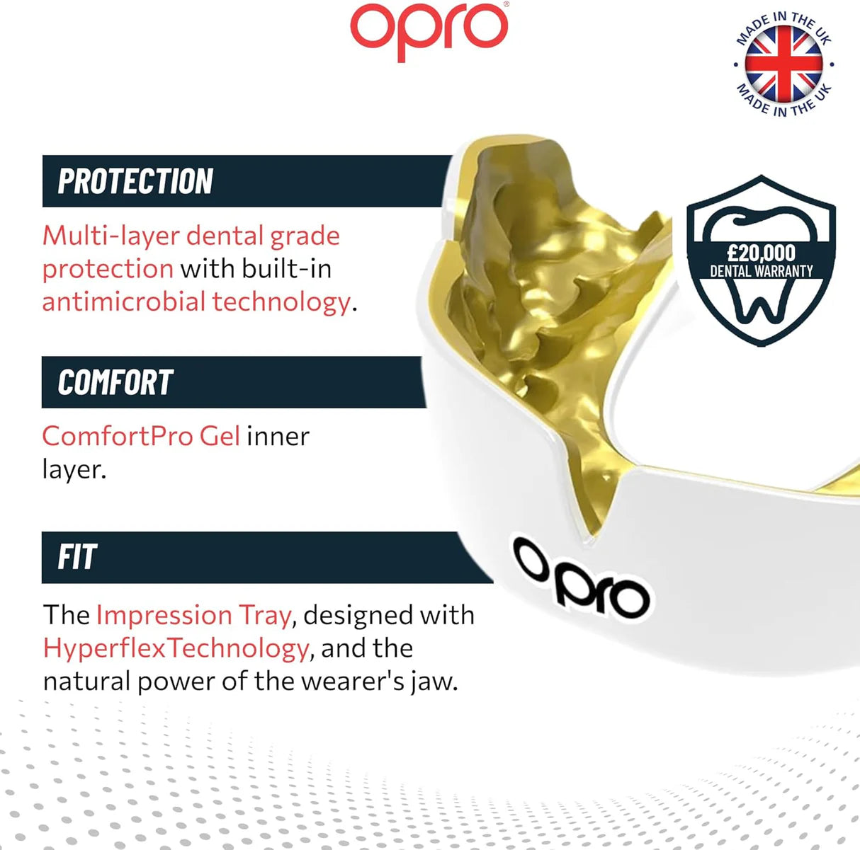 OPRO Instant Custom Fit Mouthguard - White