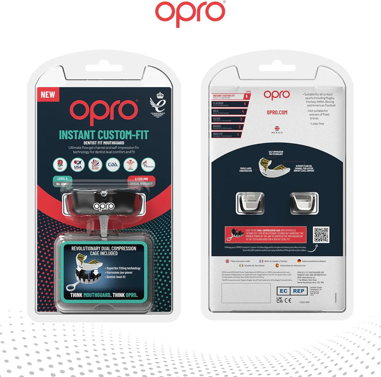 OPRO Instant Custom Fit Mouthguard - Black