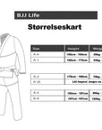 størrelse kart for bjj gi