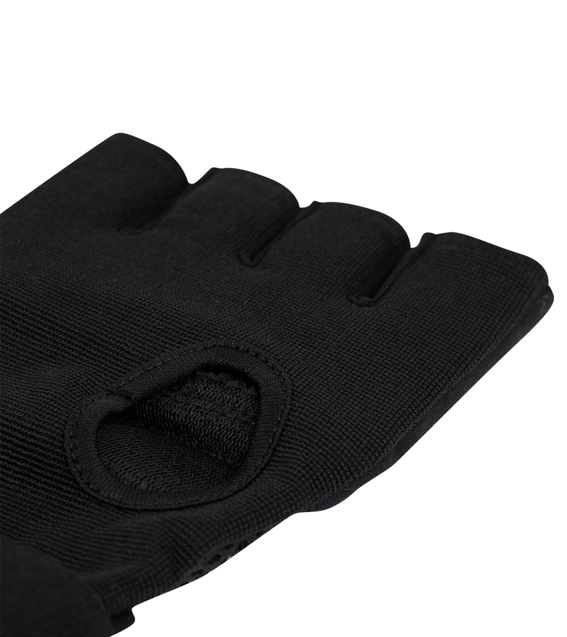 Svart innerhanske med hvot skrift 